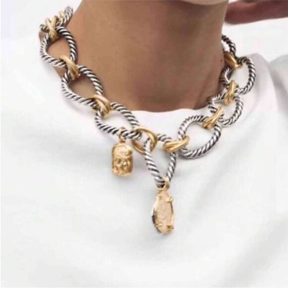 Zara Jewelry - New! Zara Mixed Metal Coin Charm Necklace (1059) NWOT